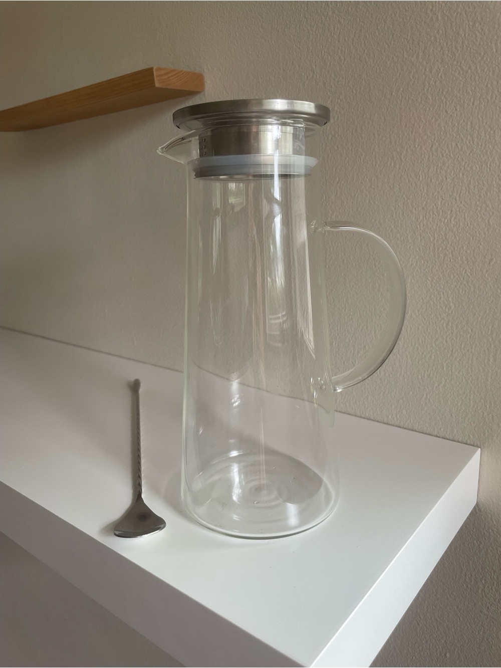 Glass Pitcher with Stainless Steel Lid and Spoon